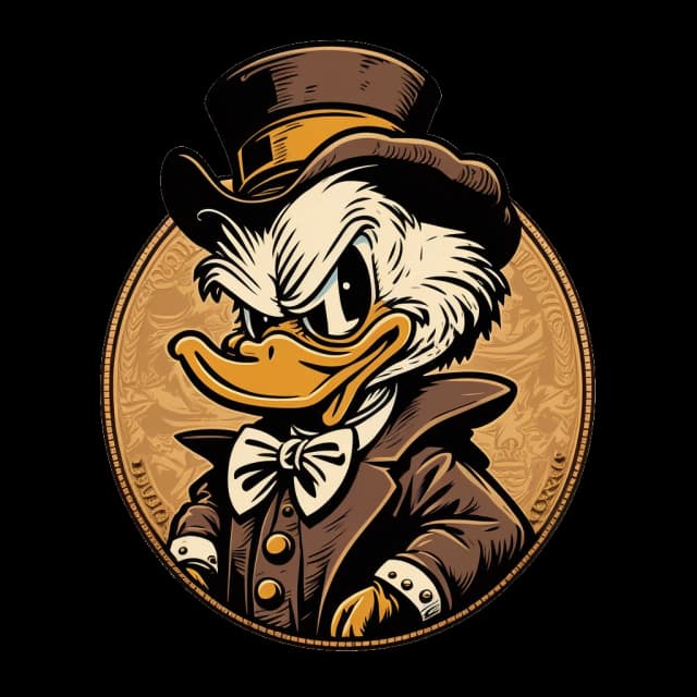 An AI generated image of a wealthy duck