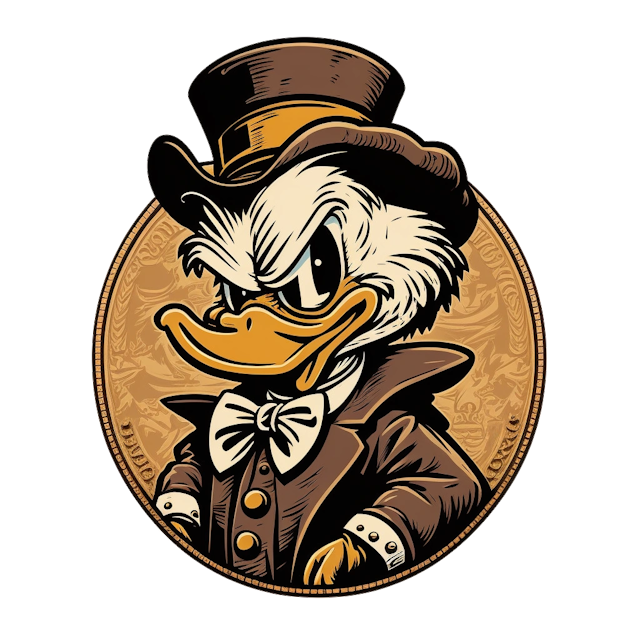 An AI generated image of a wealthy duck